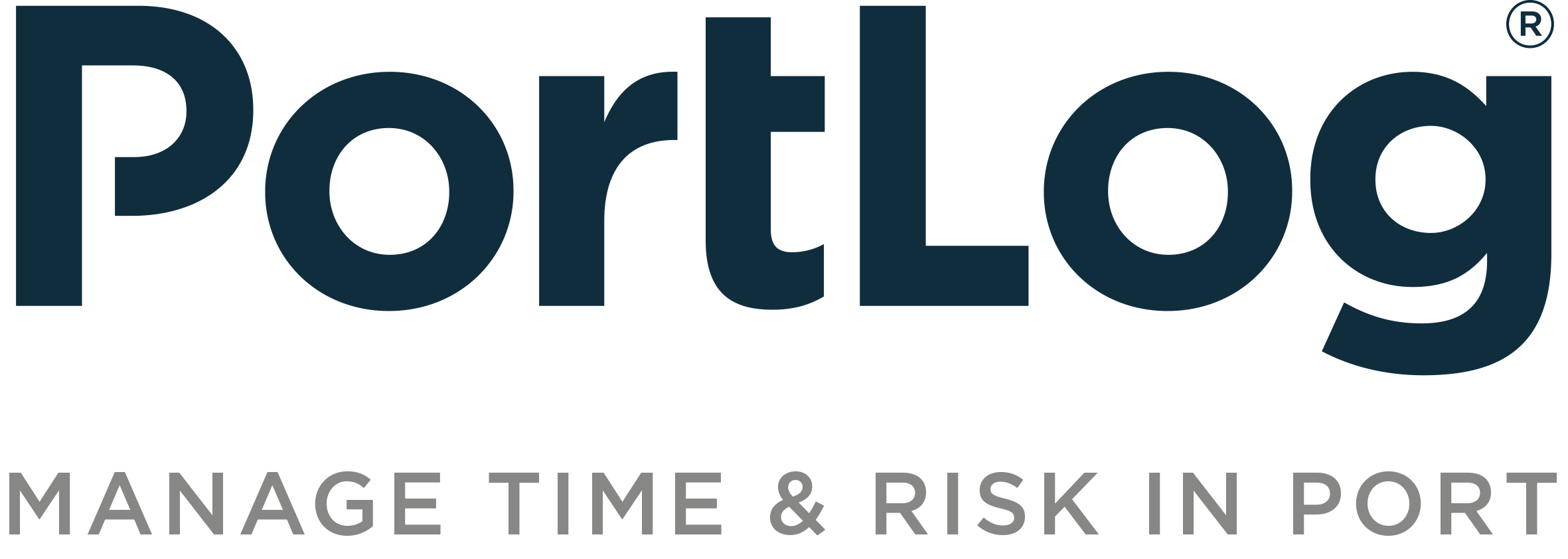 The PortLog logo "PortLog Manage time & risk in port" on a white backround