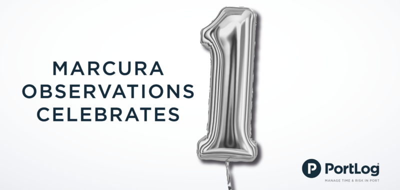 "Marcura Obervations celebrates" written out with a ballon showing the figure 1